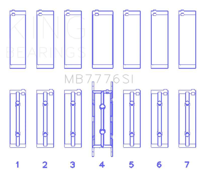 King Engine Bearings BMW N55B30A/N53B30A/N52B30A Main Bearing Set - Size STD - Side View