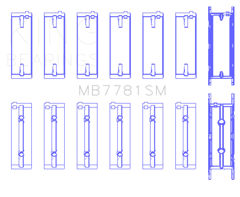 King Engine Bearings BMW N57 D30 A/B/C / N57N / N57S (Size +0.5mm) Main Bearing Set - Side View