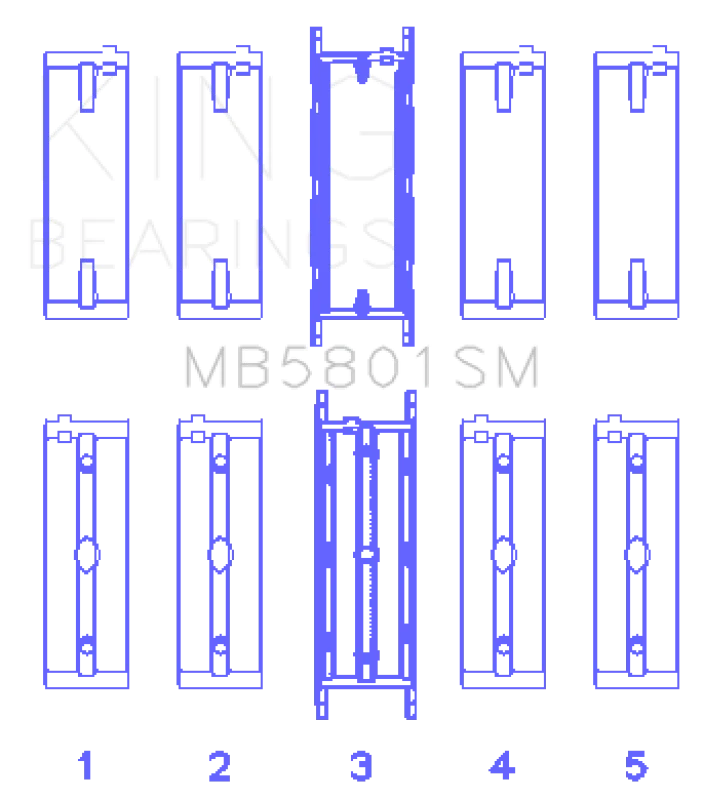 King Engine Bearings BMW N63/S63 Crankshaft Main Bearing Set - Size +0.25mm - Main Product View