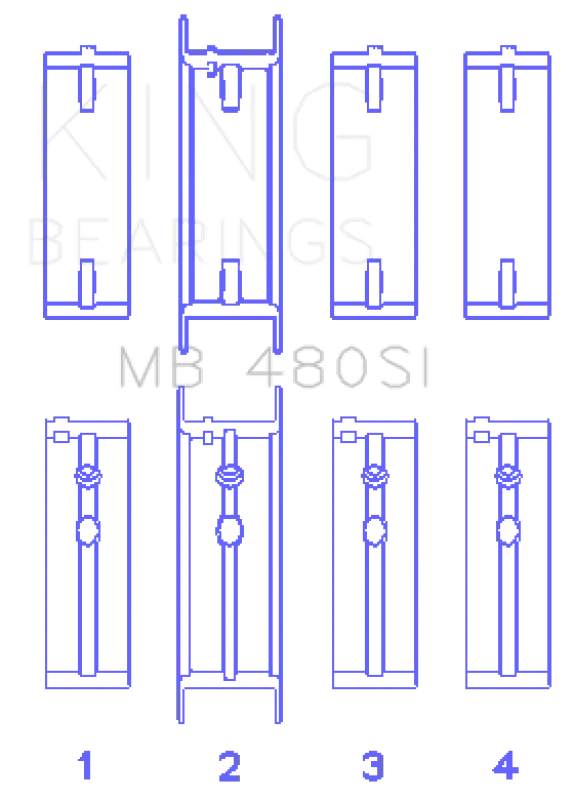 King Engine Bearings Buick V6 Main Bearing Set - Side View