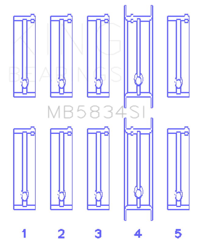 King Engine Bearings Chevrolet 121Ci/Ln2 134Ci Housing Bore +.002 (Size +1.0mm) Main Bearing Set - Main Product View