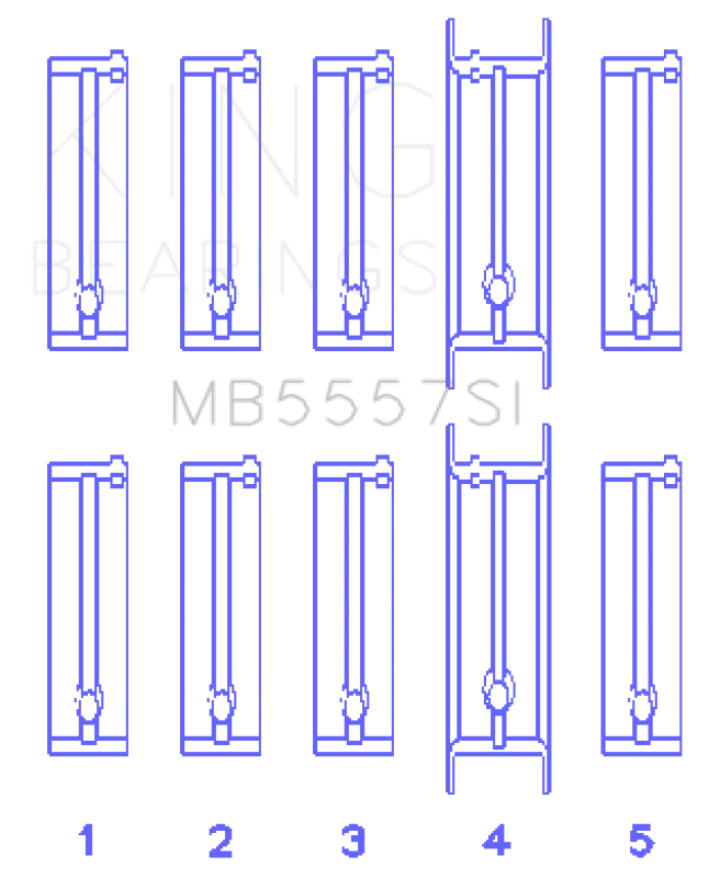 King Engine Bearings Chevrolet 121Ci/Ln2 134Ci (Size +0.75mm) Main Bearing Set - Side View