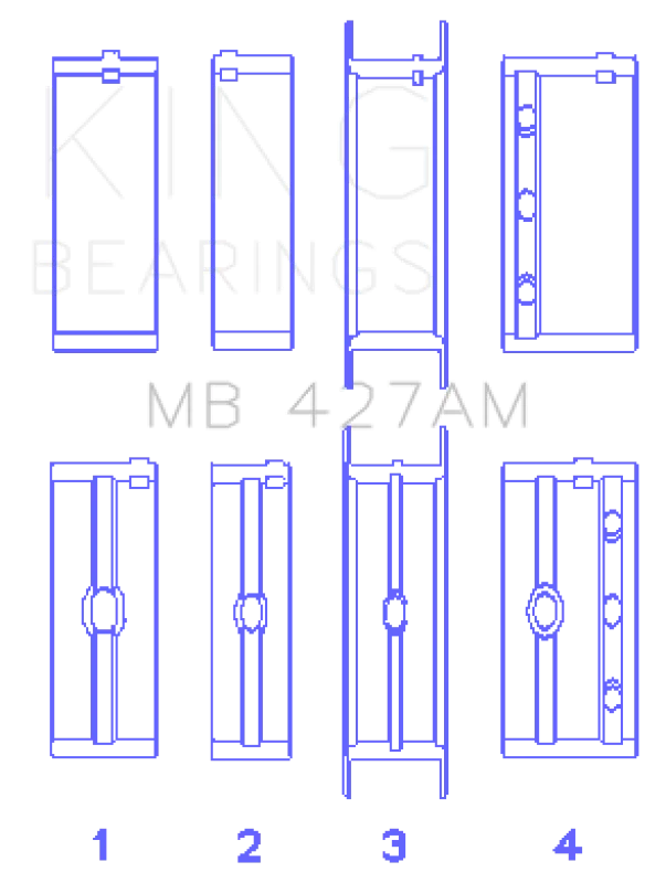 King Engine Bearings Chevrolet 173 V6 (Size +0.25mm) Main Bearing Set - Side View