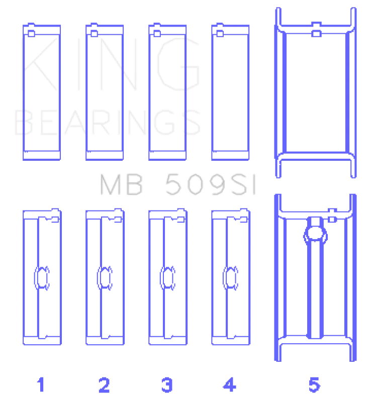 King Engine Bearings Chevrolet 400 Crankshaft Main Bearing Set (Set of 5) - Side View
