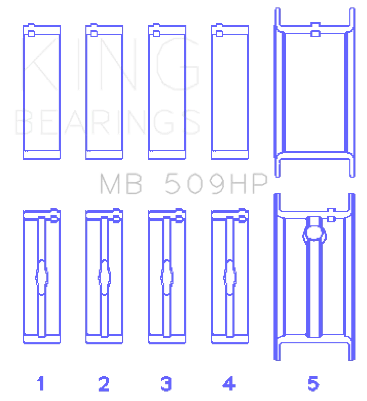 King Engine Bearings Chevrolet 400 V8 (Size STDX) Main Bearing Set - Side View