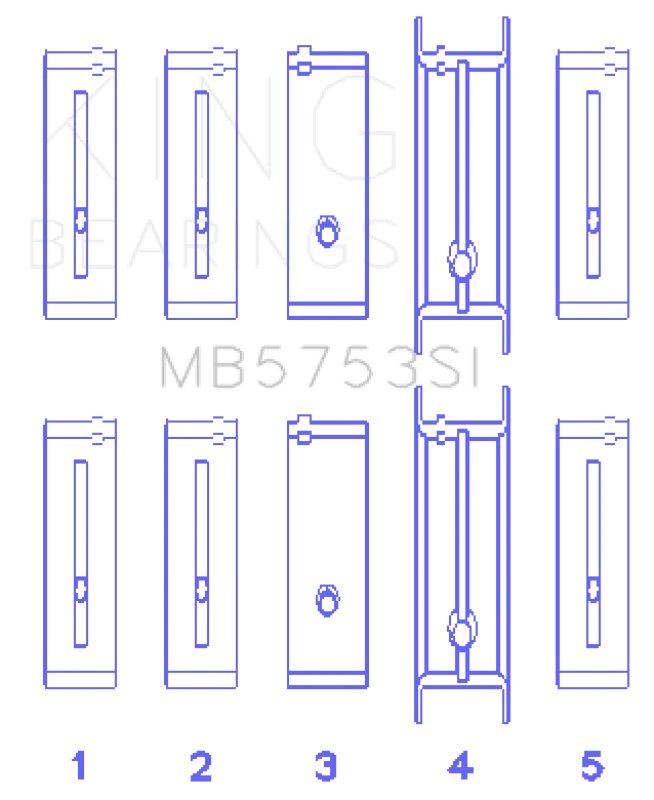 King Engine Bearings Chevrolet/Isuzu Ohv Ln2 Fl O/S 010 (Size +0.50mm) Main Bearing Set - Side View