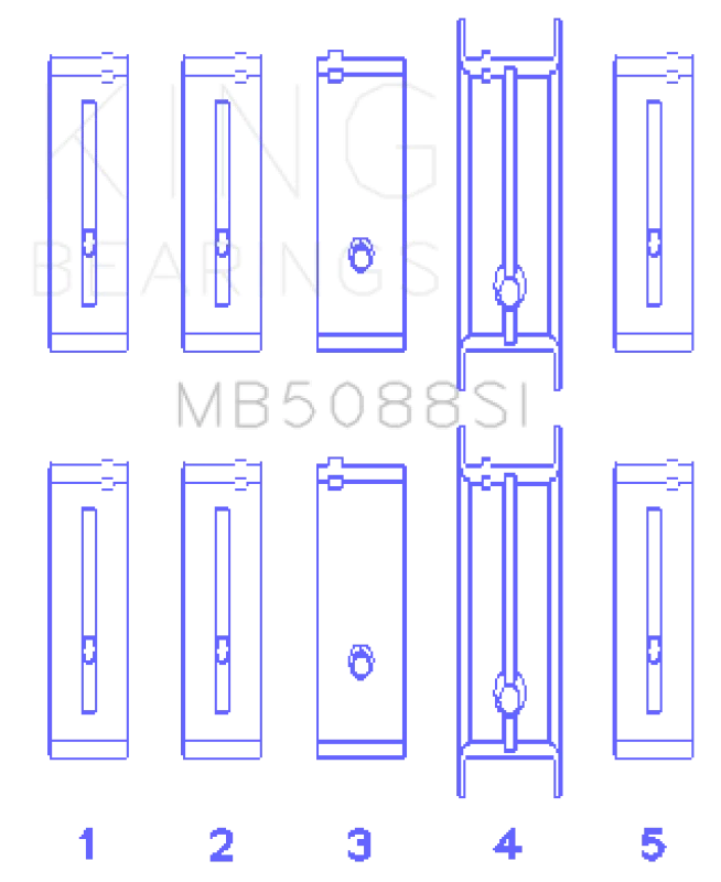 King Engine Bearings Chevrolet/Isuzu Ohv Ln2 (Size +0.25mm) Main Bearing Set - Side View