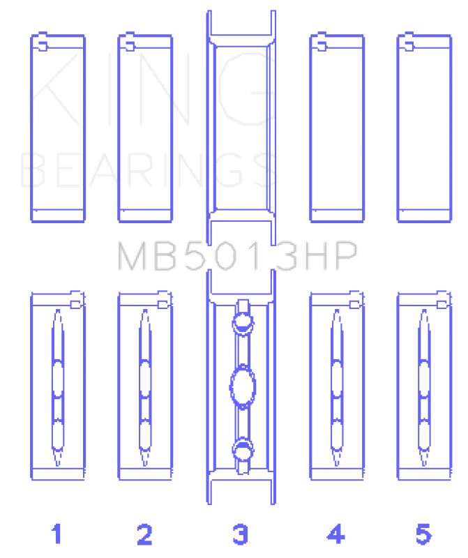 King Engine Bearings Chevy LS1 / LS2 / LS4 / LS6 (Size 010) Performance Main Bearing Set - Detail View