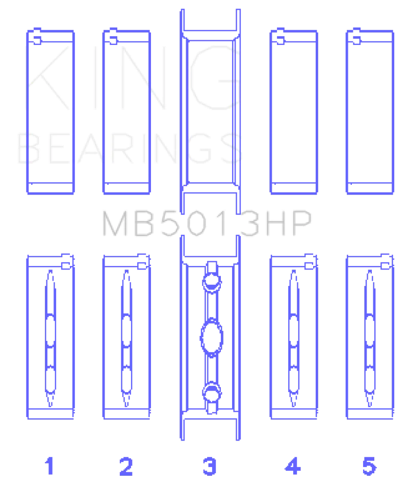 King Engine Bearings Chevy LS1/LS2/LS4/LS6 Performance Main Bearing Set - Size 010X - Side View
