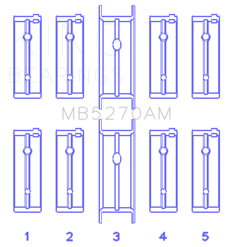 King Engine Bearings Chrysler 148/148 Turbo DOHC 16V/Jeep 148 DOHC 16V Main Bearing Set - Size STD - Side View