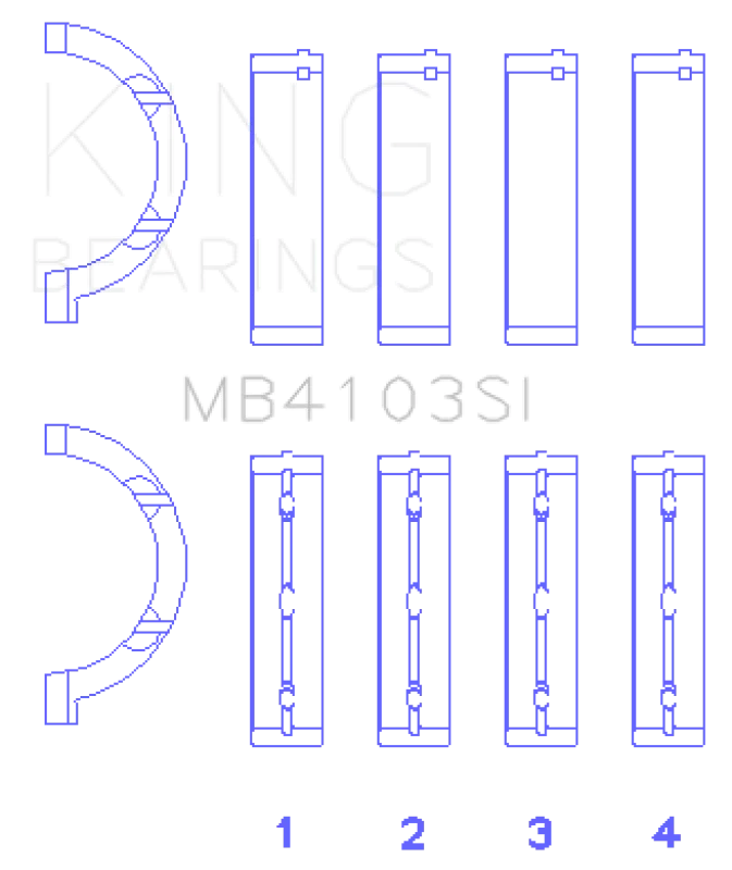King Engine Bearings Chrysler 197 (Size +0.75mm) Main Bearing Set - Side View
