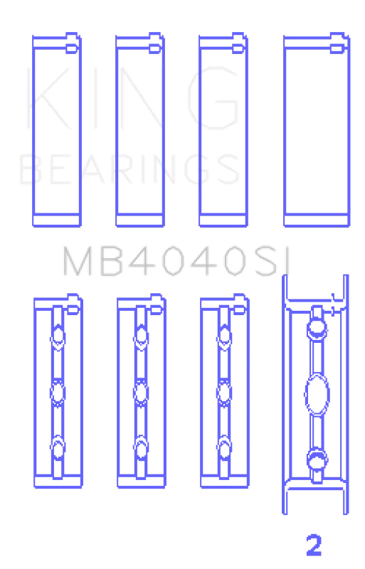 King Engine Bearings Chrysler 215 Ohv (Size +0.50mm) Main Bearing Set - Side View
