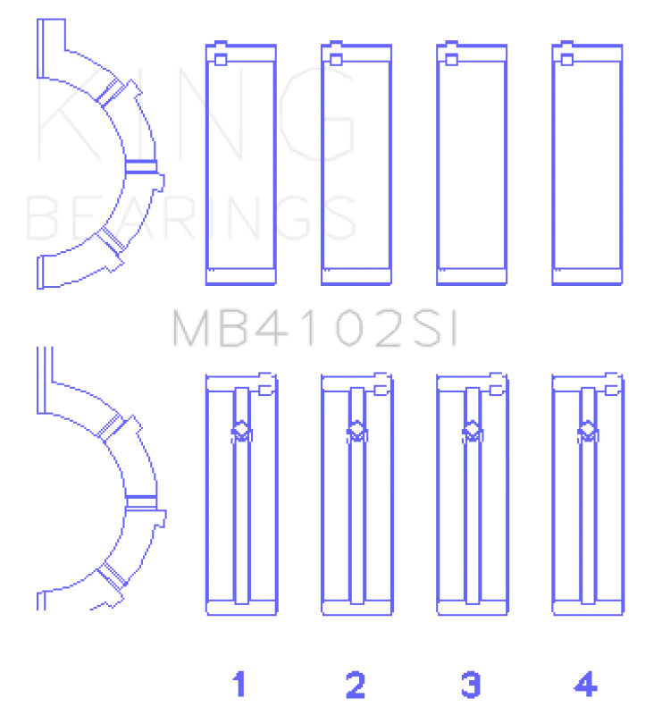 King Engine Bearings Chrysler 226 (3.7L) (Size +0.75mm) Main Bearing Set - Side View