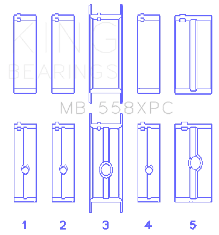 King Engine Bearings Chrysler 273/301/313/318/340 Main Bearing Set - Side View
