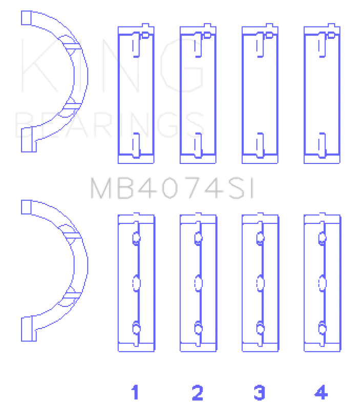 King Engine Bearings Chrysler 2.7L (Size +0.50mm) Main Bearing Set - Side View