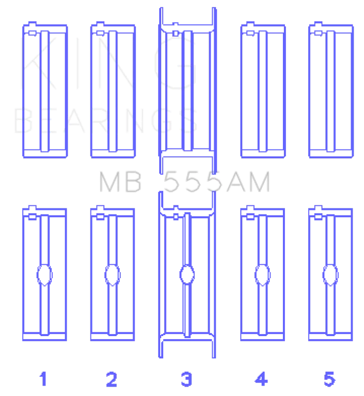 King Engine Bearings Chrysler 350/361/383/403 (Size STD) Main Bearing Set - Side View