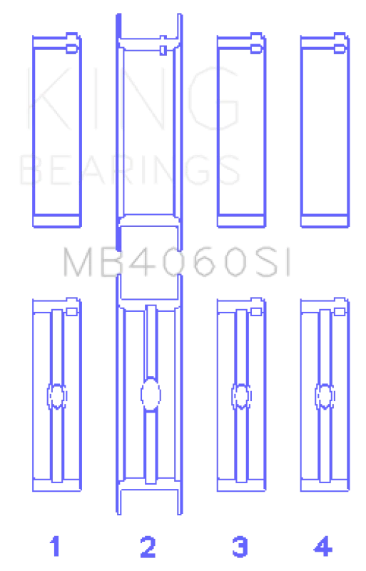 King Engine Bearings Chrysler Caravan 201Ci V6 Ohv (Size +0.50mm) Main Bearing Set - Side View