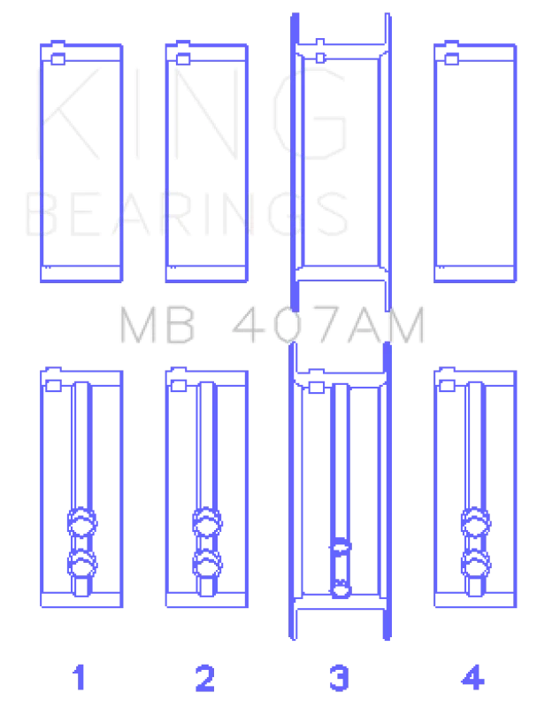 King Engine Bearings Chrysler Valient Crankshaft Main Bearings - Side View