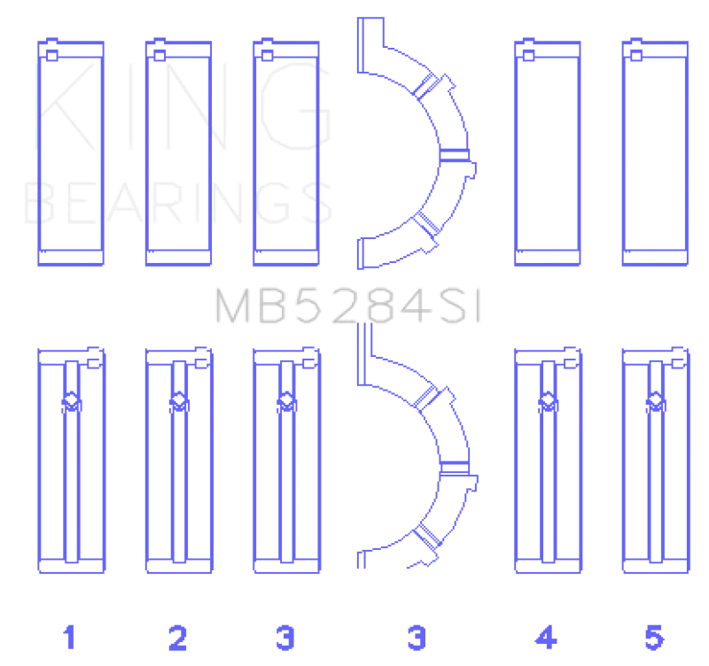 King Engine Bearings Chrysler/Jeep 287Ci 4.7L (Size +0.25mm) Main Bearing Set - Main Product View