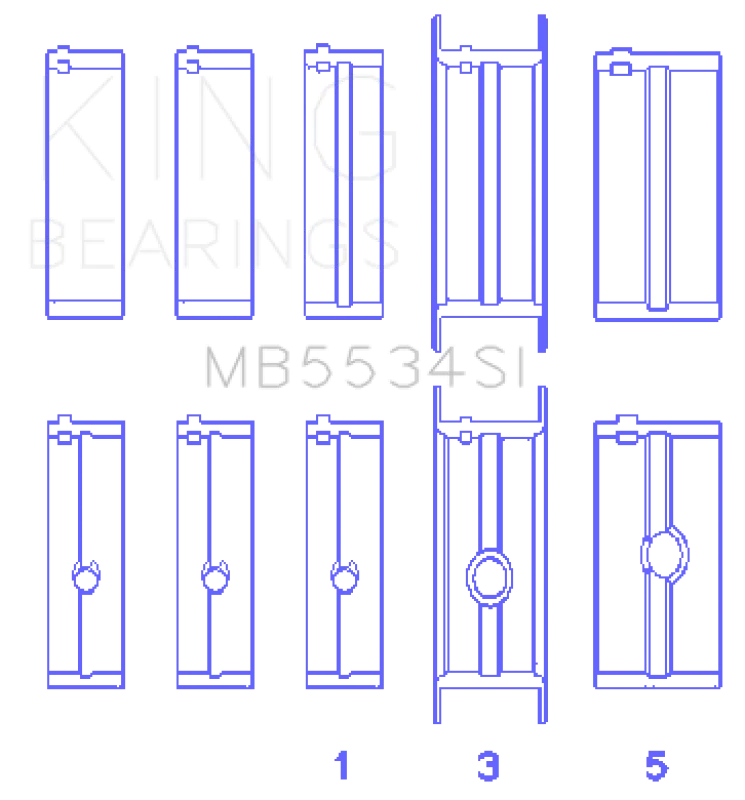 King Engine Bearings Chrysler/Jeep 318ci (Size 020) Main Bearing Set - Detail View