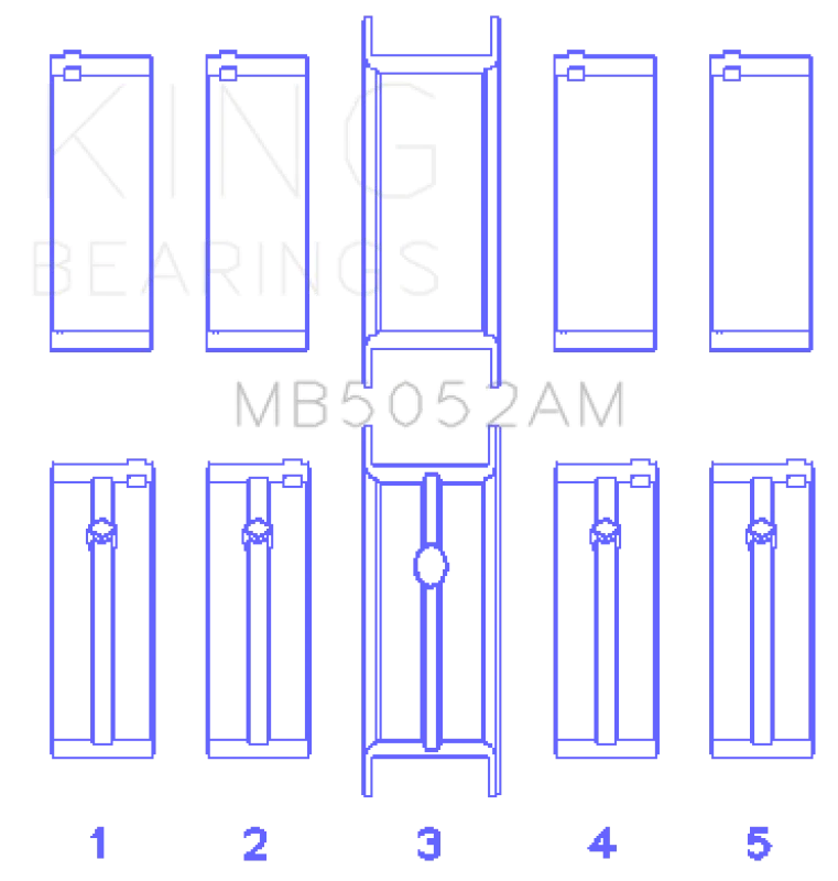 King Engine Bearings Chrysler/Mitsubishi 122ci 2.0L (Size 0.5) Main Bearing Set - Main Product View