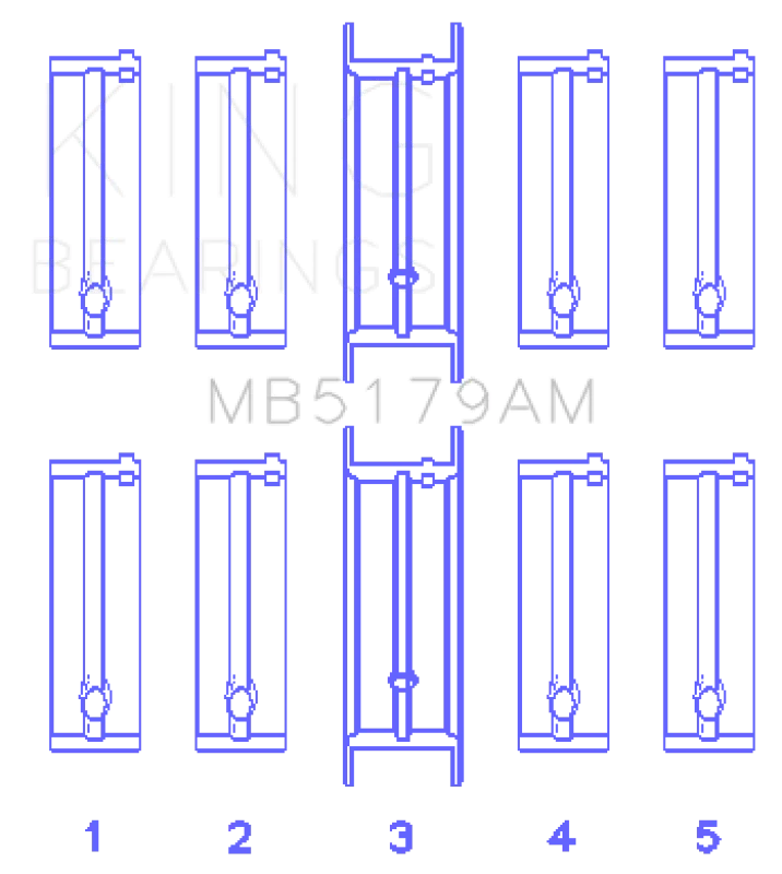 King Engine Bearings Daewoo/GM/Opel/Vauxhall (Size 0.5) Main Bearing Set - Side View