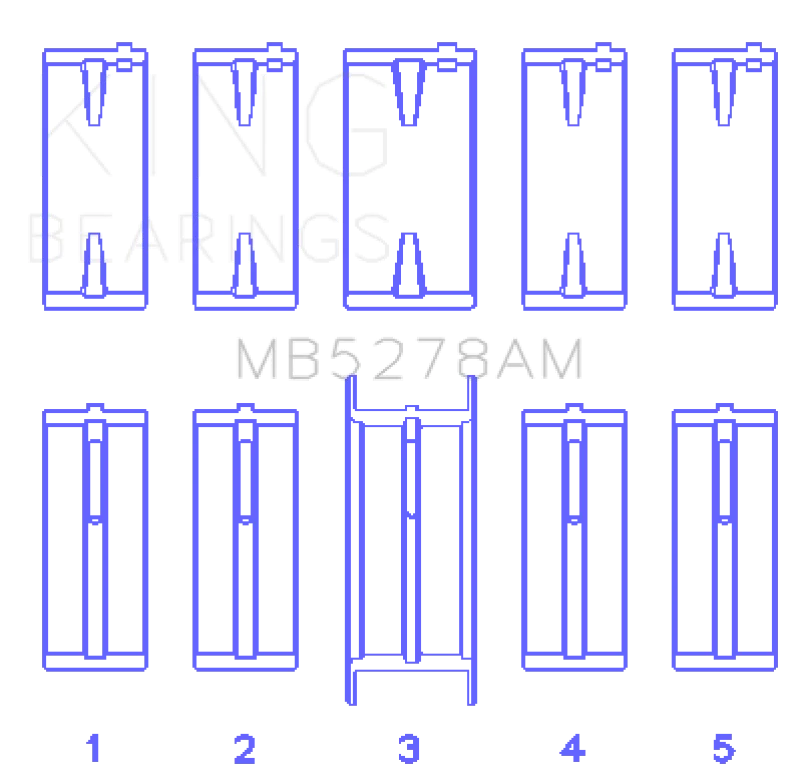 King Engine Bearings Ford 140Ci /2.3Liter/L4 (Size +0.75mm) Main Bearing Set - Side View