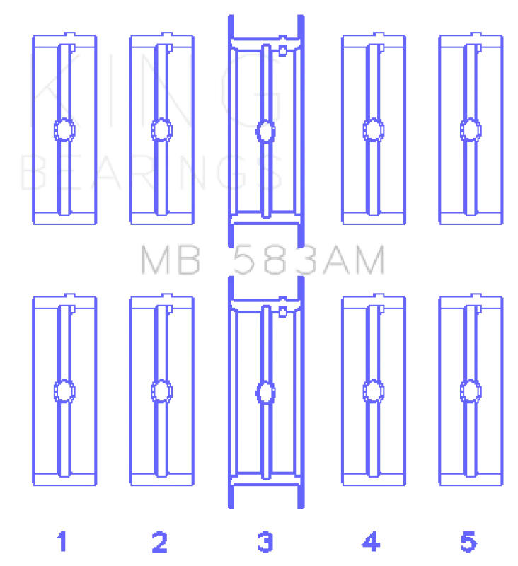 King Engine Bearings Ford 239/256/272/292 (Size .030) Crankshaft Main Bearing Set - Side View