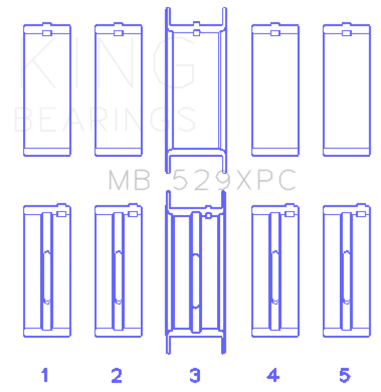 King Engine Bearings Ford 260CI/289CI/302 5.0L Windsor Coated Crankshaft Main Bearing Set - Side View