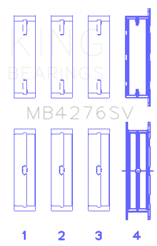 King Engine Bearings Ford 276DT/D17TED4/AJD 2.7L V6 (Size +0.10) Main Bearing Set - Detail View