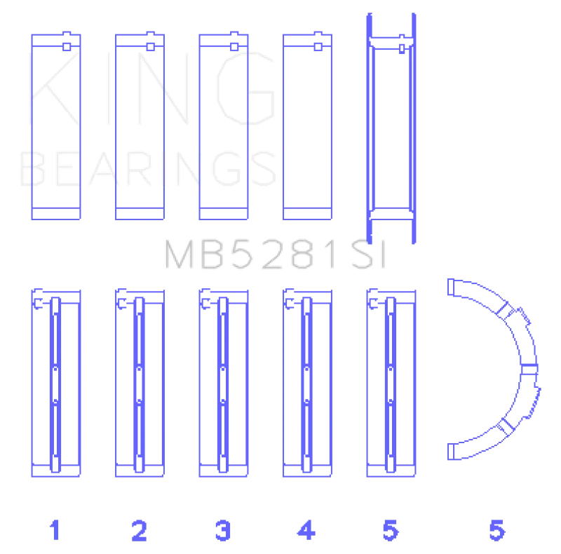 King Engine Bearings Ford 281CI 4.6L V8 (Size +0.75) Main Bearing Set - Main Product View