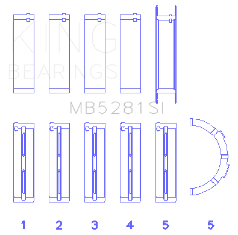 King Engine Bearings Ford 281CI 4.6L V8 (Size STD) Main Bearing Set - Side View