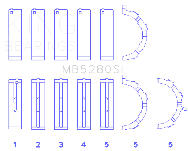 King Engine Bearings Ford 281CI/330CI 4.6L/5.4L V8 (Size +0.5) Main Bearing Set - Main Product View