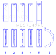 Load image into Gallery viewer, King Engine Bearings Ford 302 CID Coyote Performance Coated Main Bearing Set - Size STDX - Side View