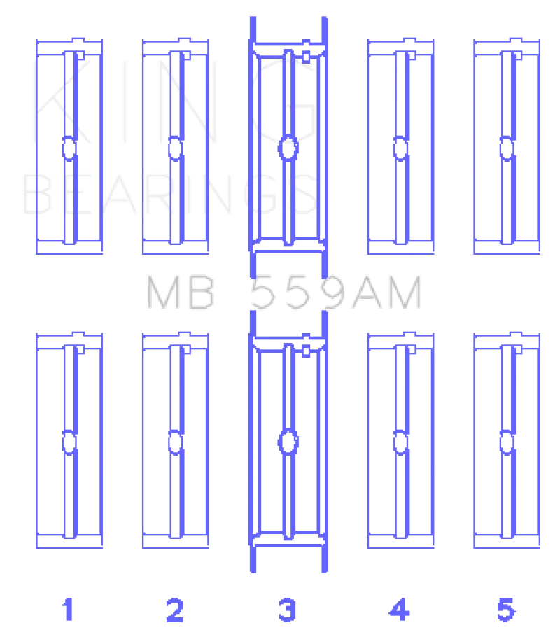 King Engine Bearings Ford 330/352/360/390/410/428 Engine (Size 050) Main Bearing Set - Side View