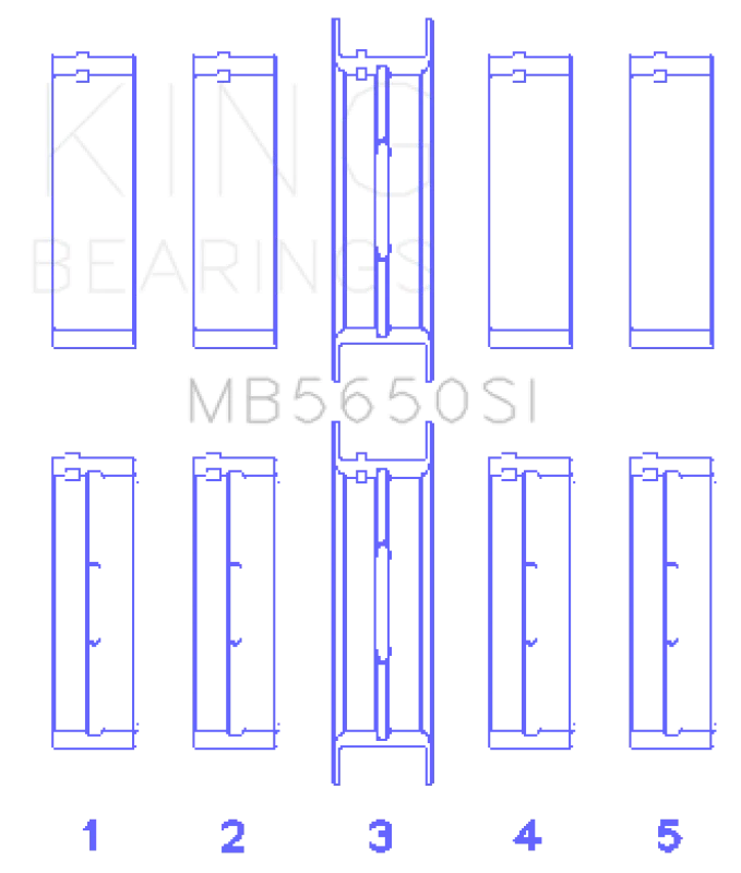 King Engine Bearings Ford 370/429/460 16B OHV Main Bearing Set - Side View