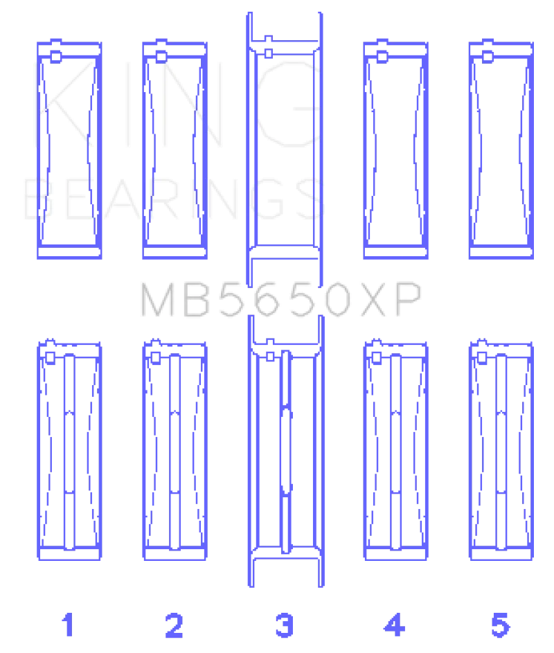 King Engine Bearings Ford 370/429/460 16V OHV (Size .001) Crankshaft Main Bearing Set - Side View