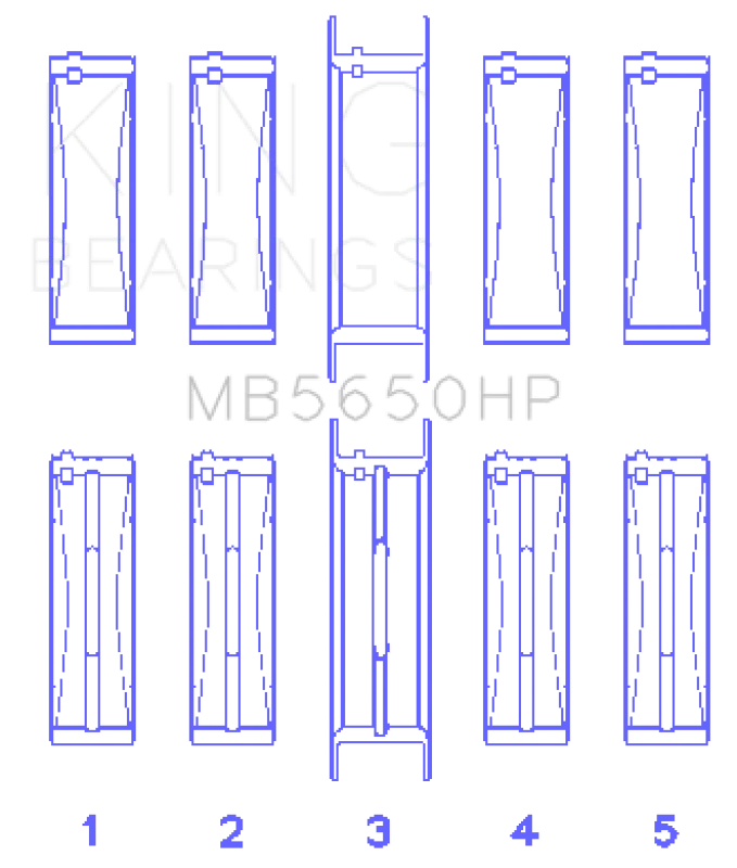 King Engine Bearings Ford 370/429/460 16V OHV (Standard Size) Crankshaft Main Bearing Set - Side View