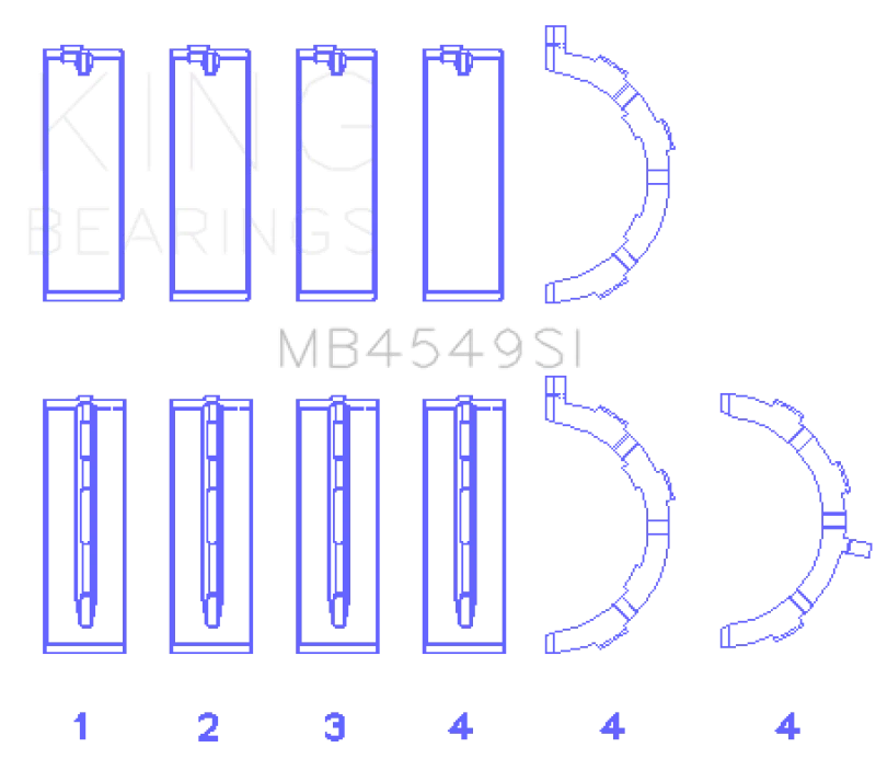 King Engine Bearings Ford Ecoboost 3.5L V6 (Size +0.50mm) Main Bearing Set - Main Product View
