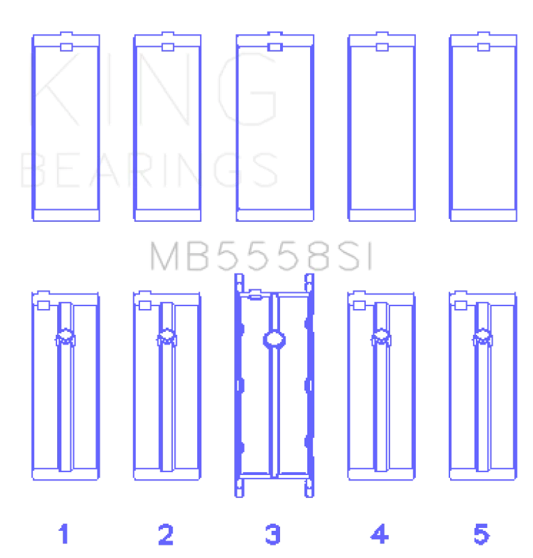 King Engine Bearings Ford R6A/114Ci 1.9L/121Ci 2.0L (Size +0.50mm) Main Bearing Set - Main Product View