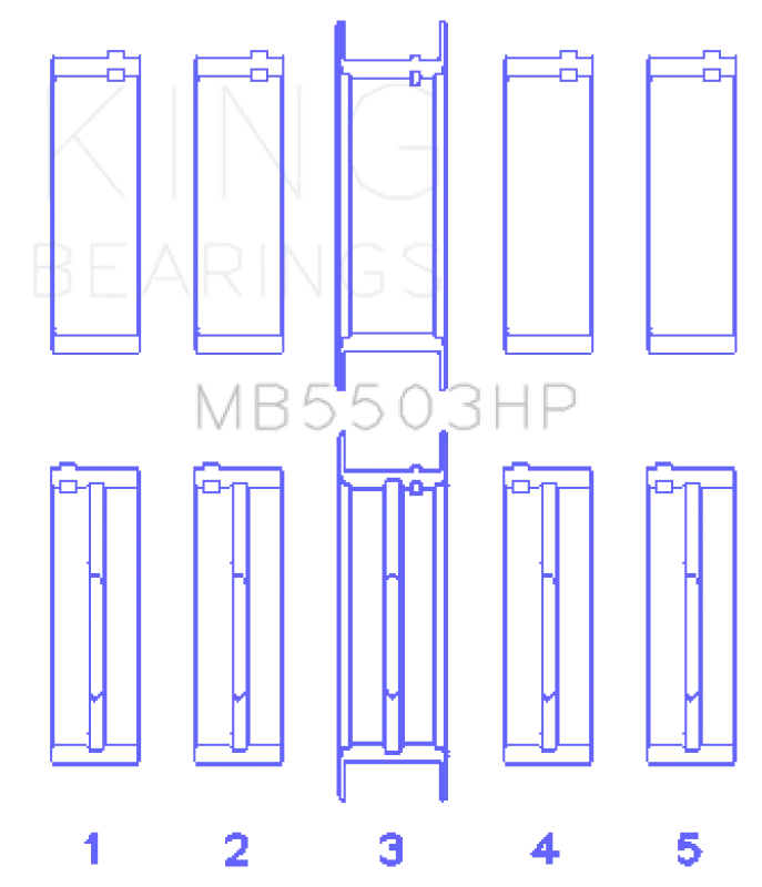 King Engine Bearings Ford V8 351Ci 5.8L 16V - Cleveland (Size STDX) Main Bearing Set - Detail View