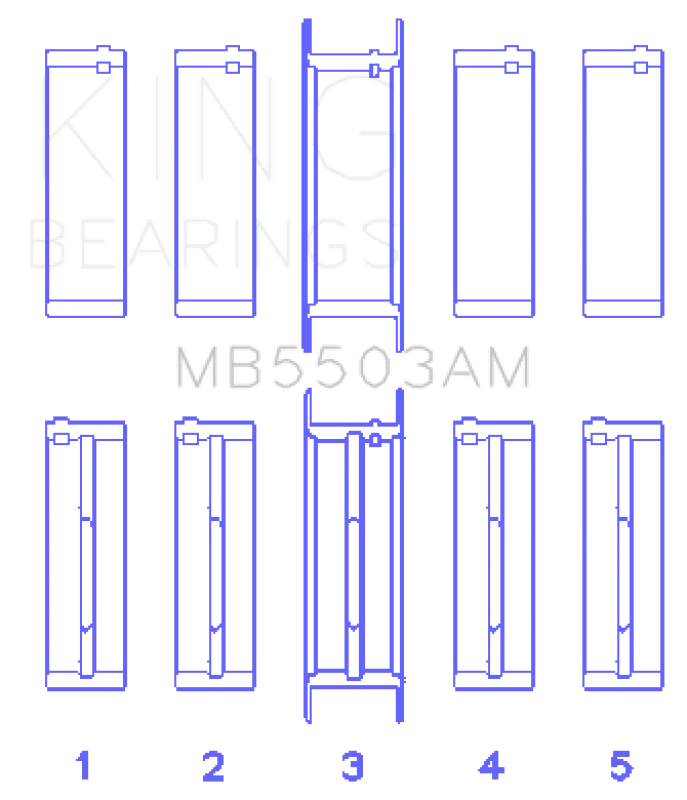 King Engine Bearings Ford V8 351ci 5.8L 16v Crankshaft Main Bearing Set (Set of 5) - Main Product View