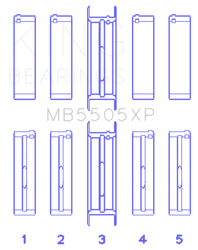 King Engine Bearings Ford V8 351ci 5.8L / 400ci 6.6L 16V (Size STDX Oversized) Main Bearing Set - Side View