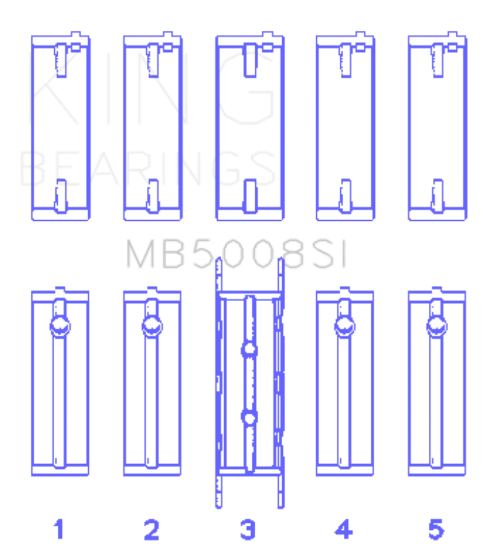 King Engine Bearings Ford ZETec 1.6/1.8/2.0 (Size +0.25mm) Main Bearing Set - Side View