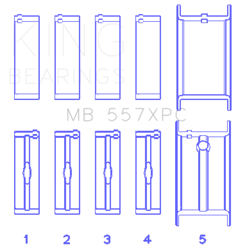 King Engine Bearings GM 262/267/302/307/327/350 (Size .020) Coated Performance Main Bearing Set - Side View