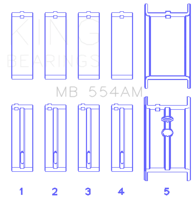 King Engine Bearings GM 265/283/302/327 8 Cyl (0.50 Oversized) Main Bearing Set - Main Product View