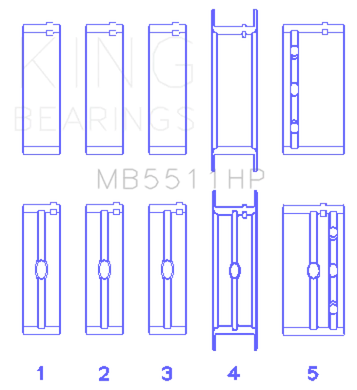 King Engine Bearings GM 326/350/389/400 w/ 3in Main (Size .001) Main Bearing Set - Detail View