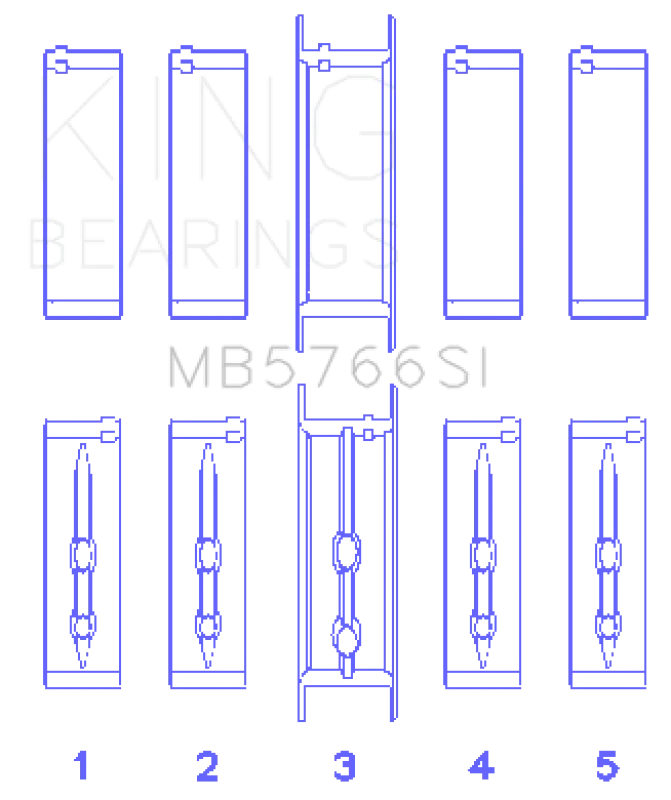 King Engine Bearings GM LS1/2/4/6 (Housing Bore +.010) (Size .001 Oversized) Main Bearing Set - Detail View