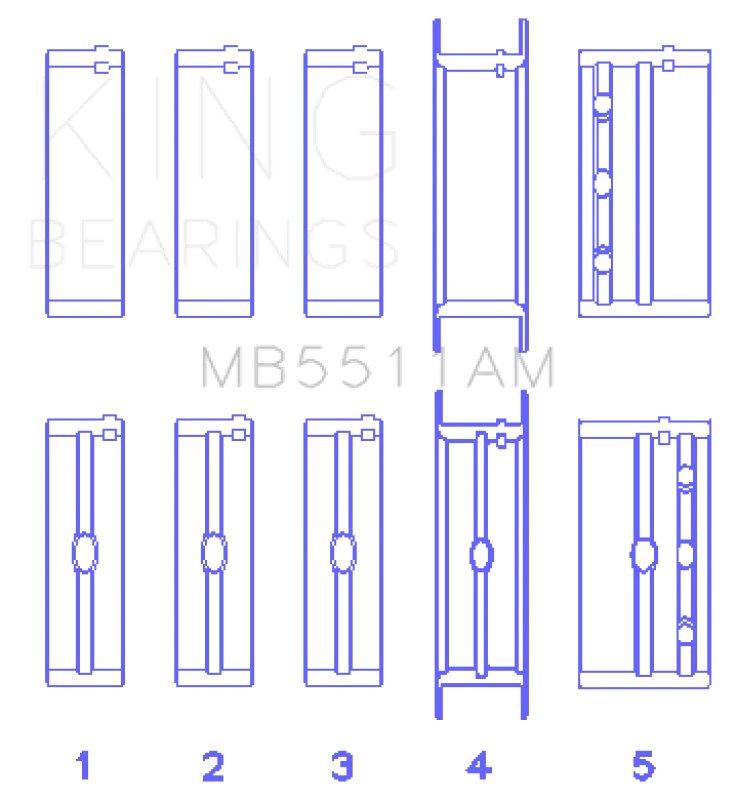 King Engine Bearings GM V8 OHV 16 Valve (Size STD) Main Bearing Set - Main Product View