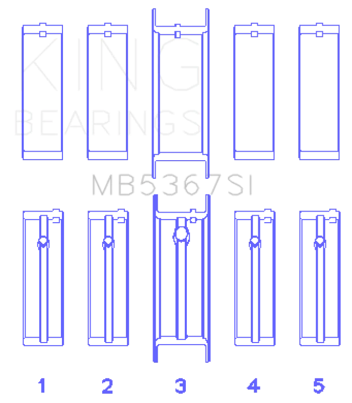 King Engine Bearings GMC 2.4L (146cu) I4 Ecotec Main Bearing Set - (Size 0.5 Oversized) - Main Product View